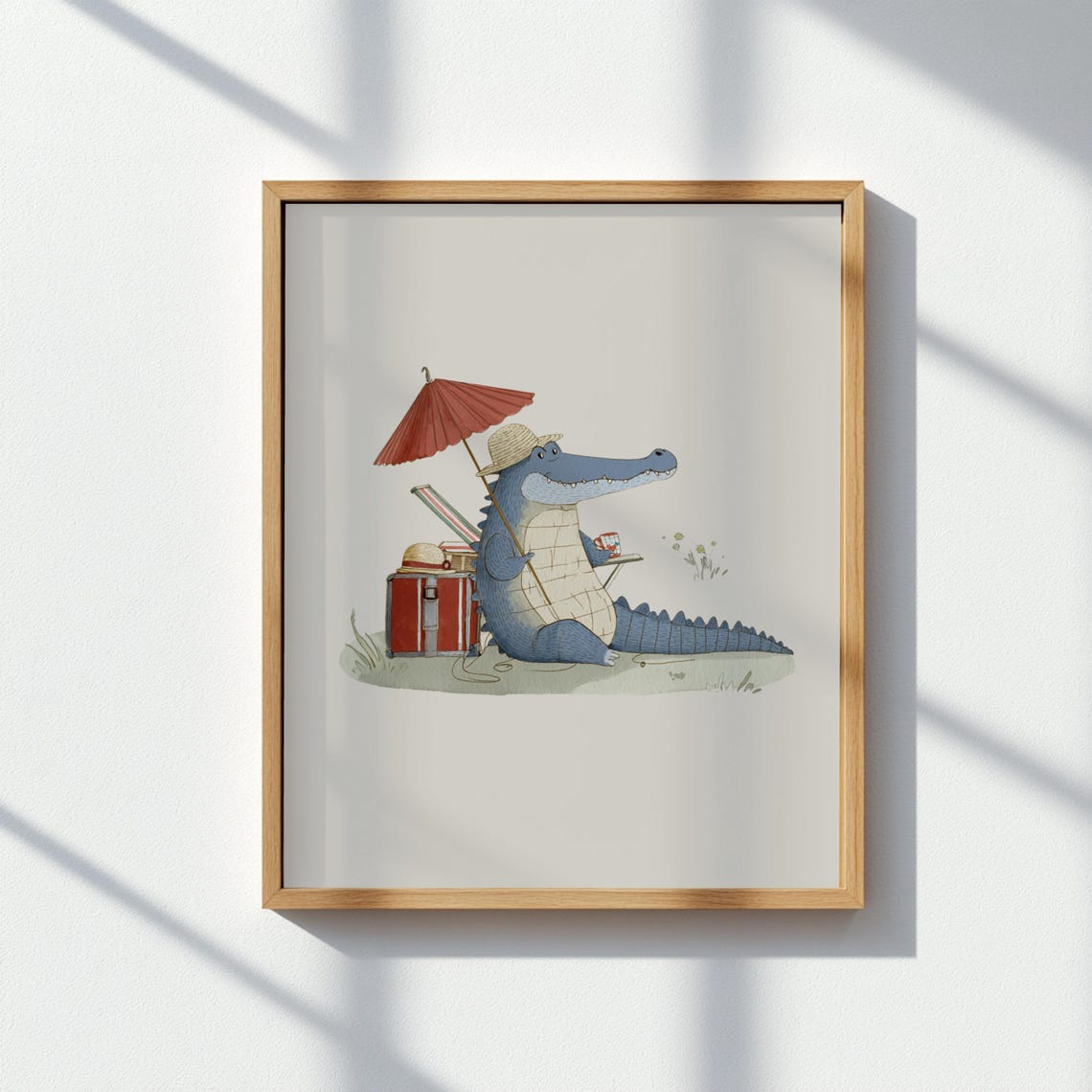 Crocodile Vacation Nursery Print Funny Alligator Wall Art For Kids Room Summer Animal Decor