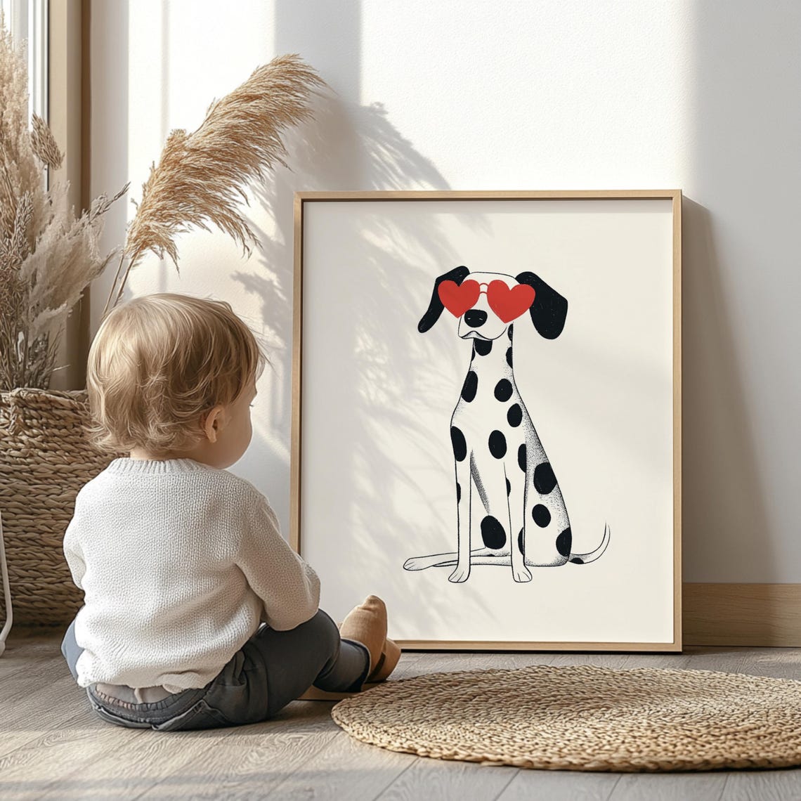 Dalmatian Heart Sunglasses Cute Spotted Dog Nursery Art Poster