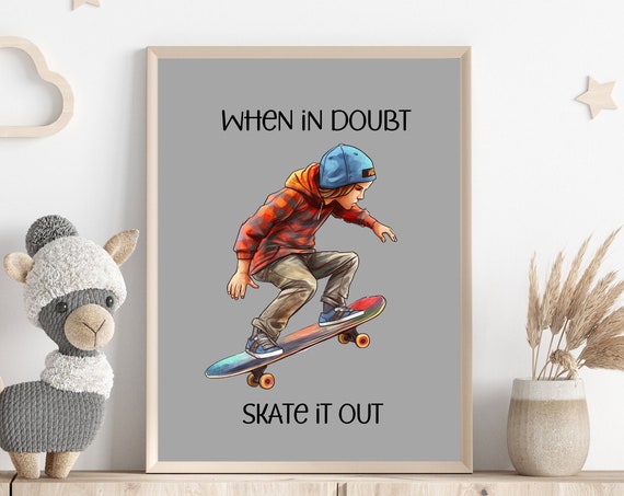 Cool Skater Boy Wall Art Skateboard Rider Print Teen Boy Bedroom Decor Urban Street Style Art Sport Print For Boy Wall Art
