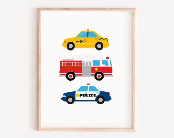 Transport Art Nursery Wall Poster, Boys' Room Decor