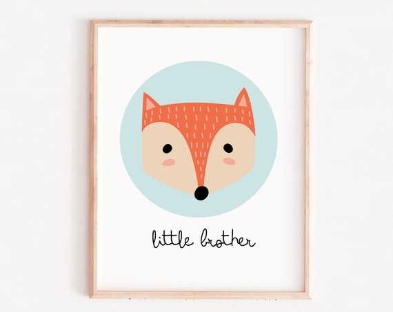 Little Brother Print Nursery Boys Wall Art Scandinavian Affiche Scandinave Kids