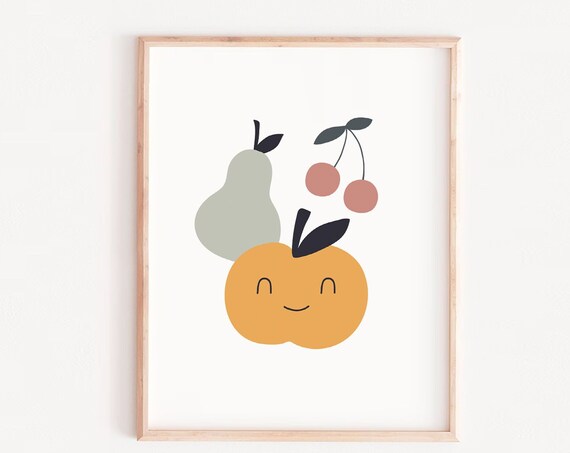Fruits Nursery Print Neutral Art Wall Tones Warm Colours