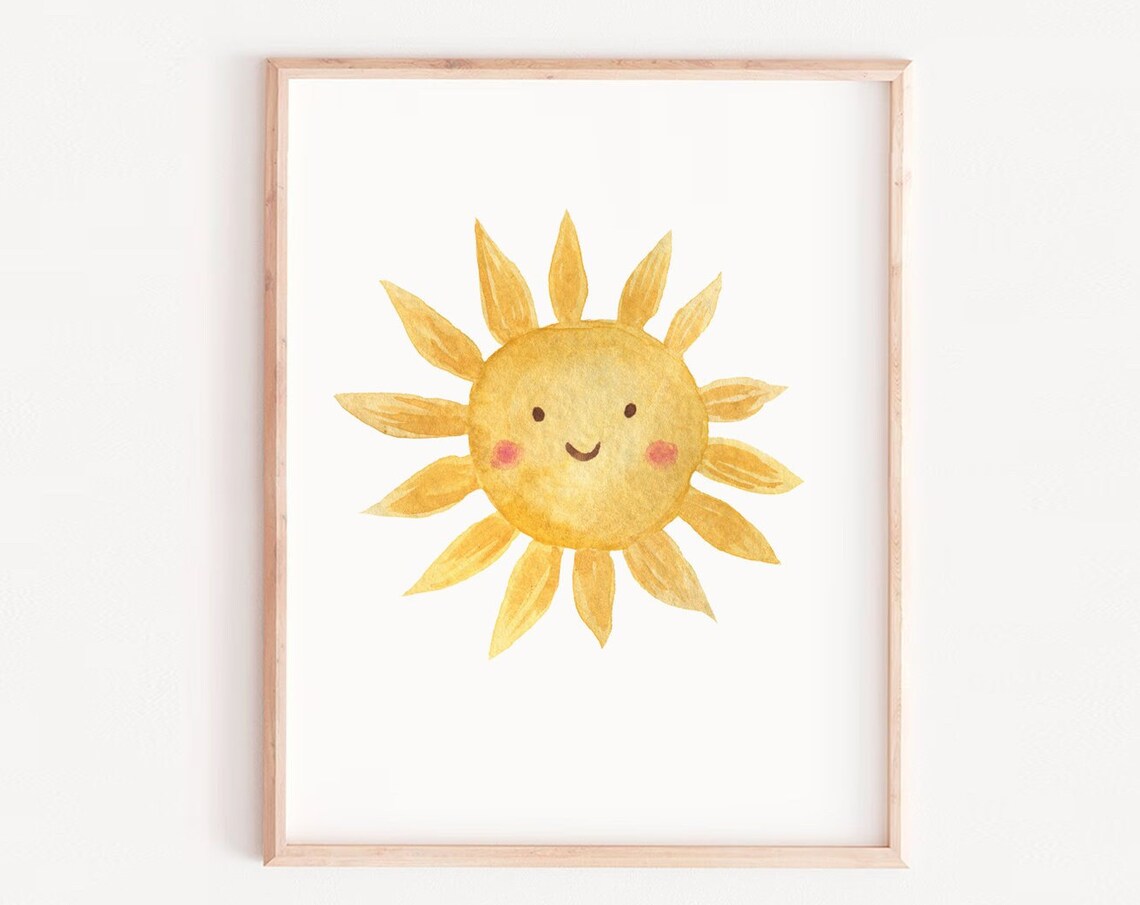 Sun Gender Neutral Watercolor Nursery Art Print