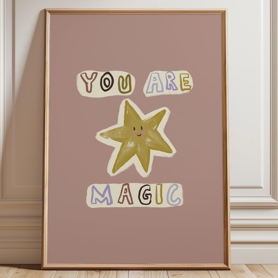 You Are Magic Print Retro Nursery Wall Art New Baby Girl Room Minimalist Toddler Rom Trendy Pink For Kids