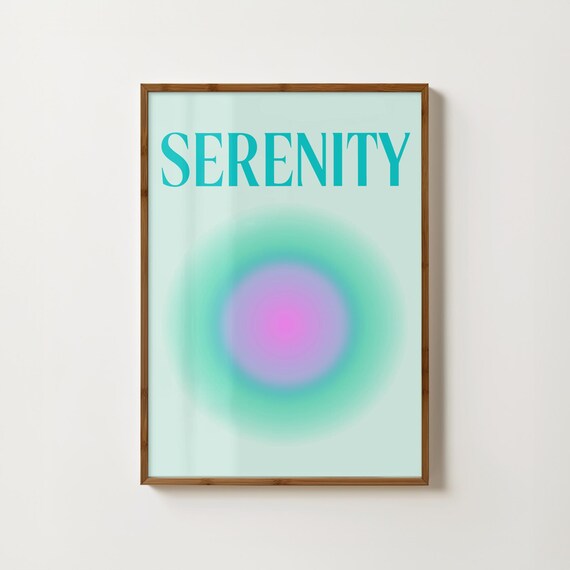 Serenity in Teal Aura Typography Gradient Meditation Calm Poster