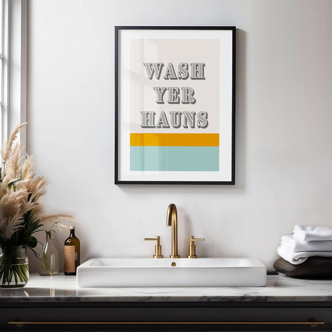 Wash Yer Hauns Funny Scottish Saying Pink Bathroom Quote Poster - Image 4