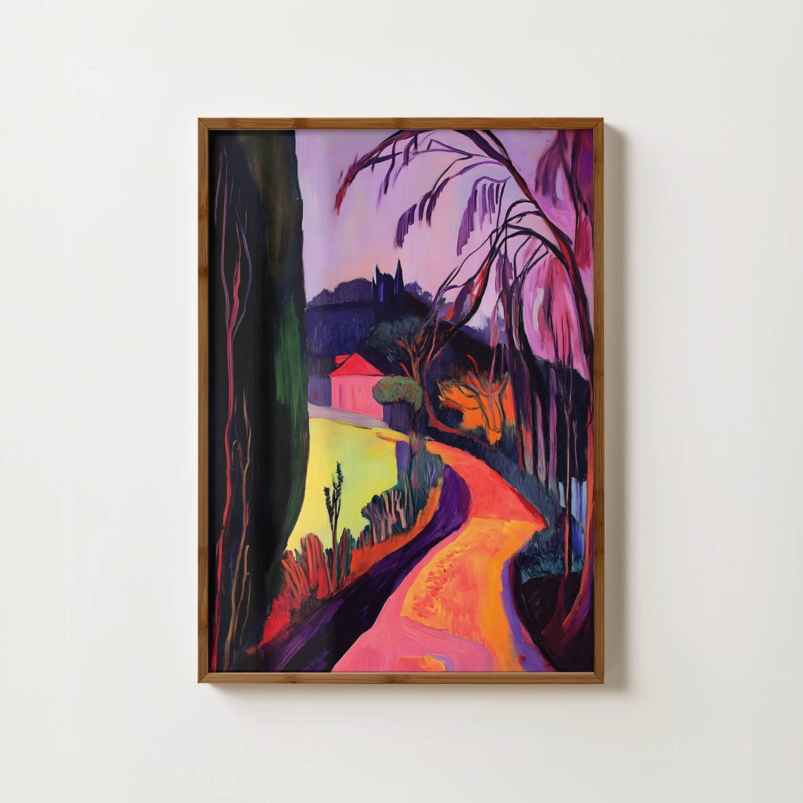 Colorful Tuscany Villa Winding Path Fauvist Landscape Art Poster