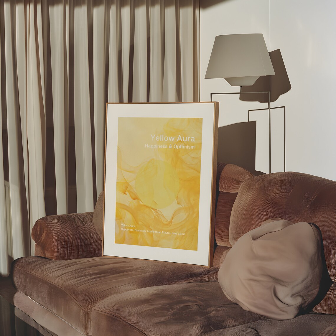Yellow Aura Happiness and Optimism Swirling Smoke Spiritual Wall Poster - Image 3