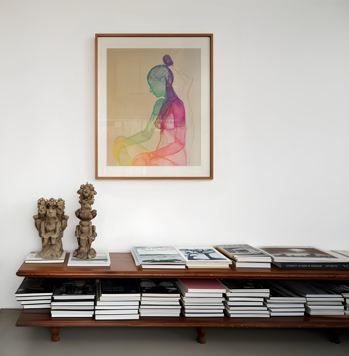 Woman Meditating in Rainbow Chakra Colors Line Art Yoga Poster - Image 3