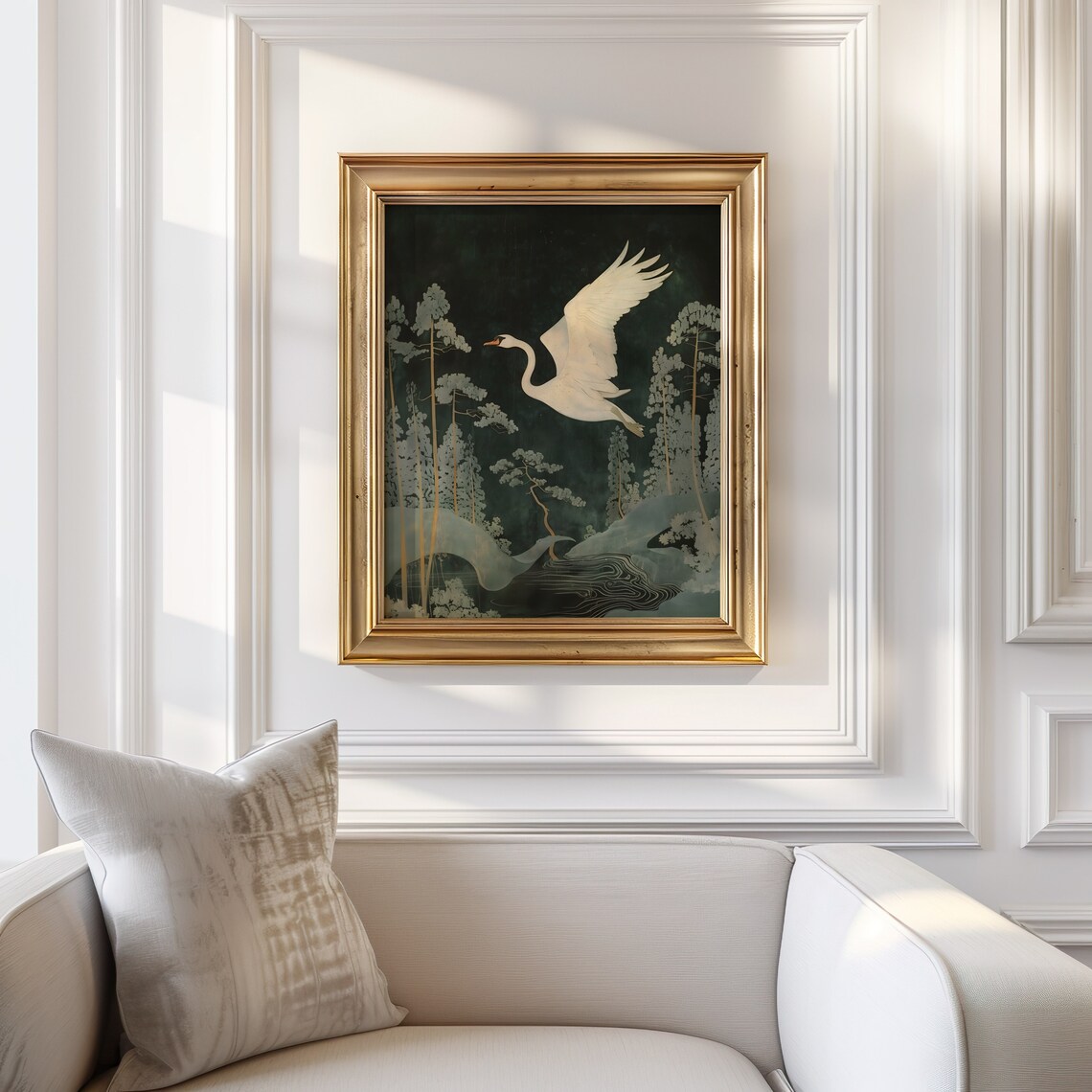Vintage Swan Japanese Art Print, Balletcore Decor - Image 3