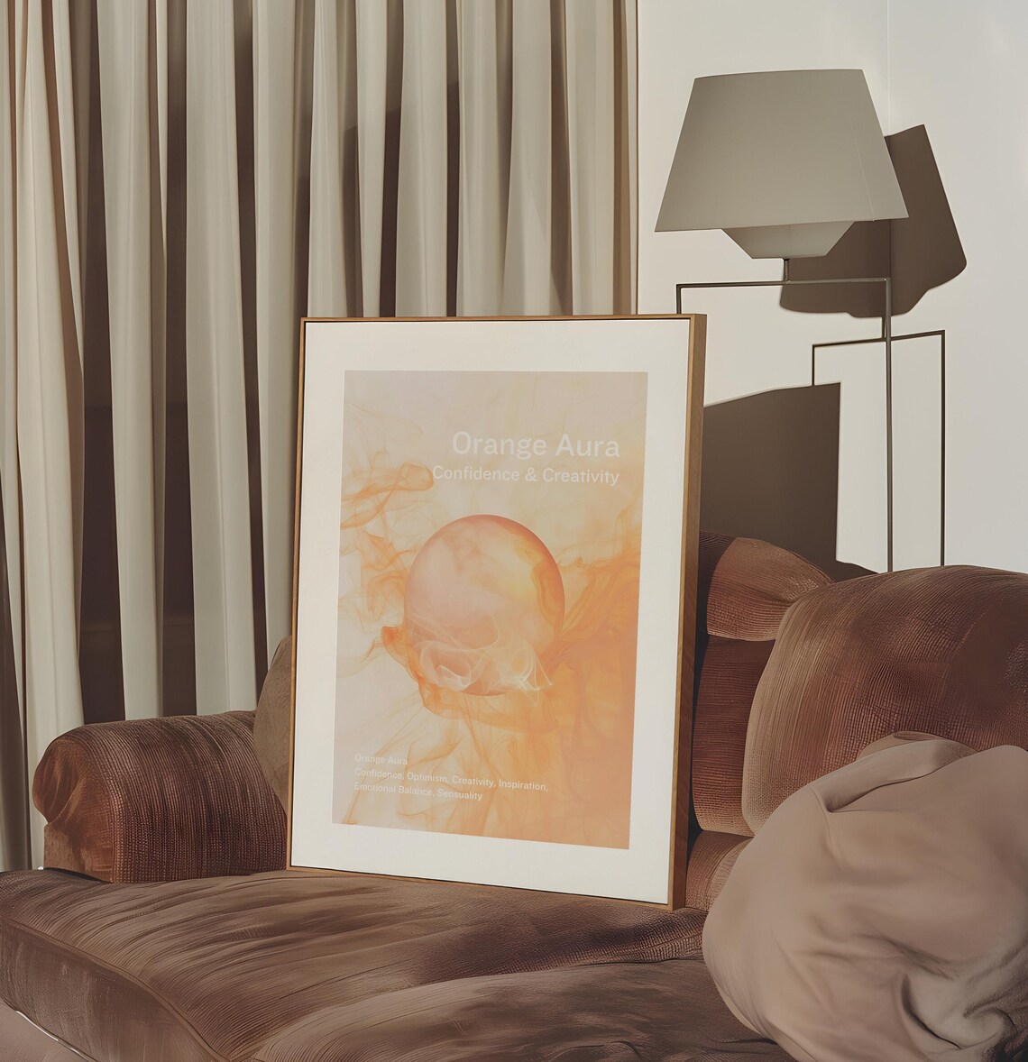 Orange Aura Print Aura Energy Poster Chakra Wall Art Spiritual Art Print Meditation Poster Positive Affirmation Trendy Orange Gradient Print - Image 2