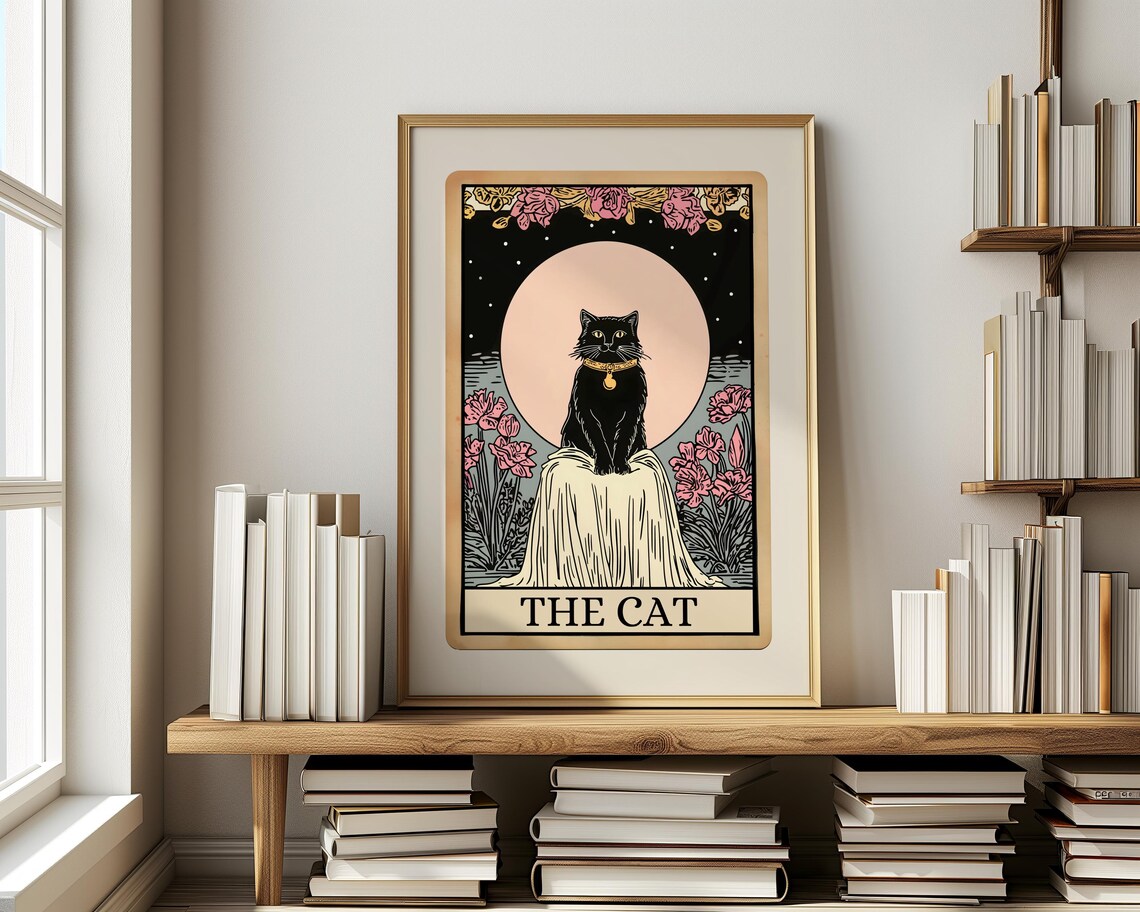Cat Tarot Card Print, Mystical Moon Cat Poster - Image 4