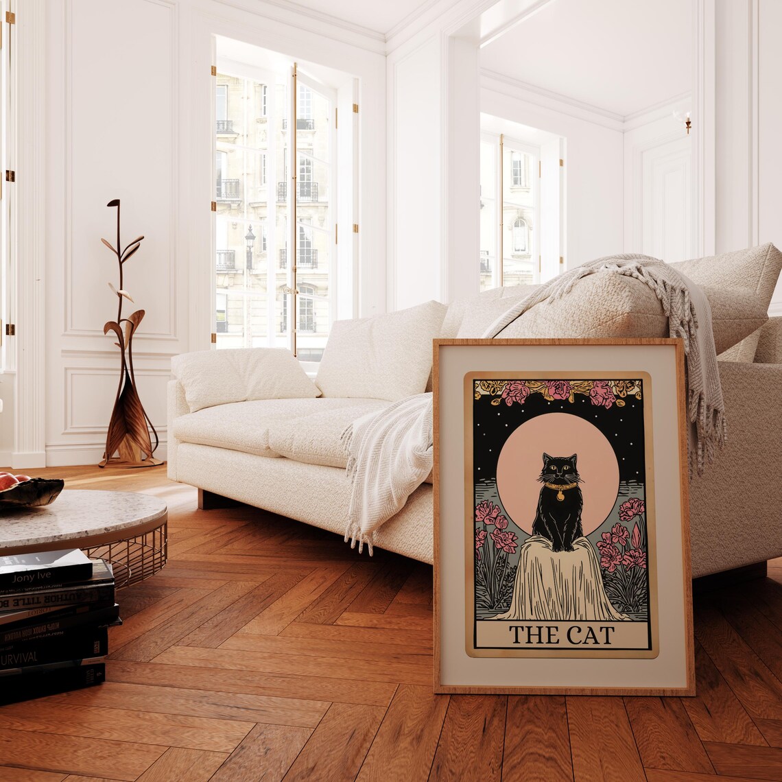 Cat Tarot Card Print, Mystical Moon Cat Poster - Image 3