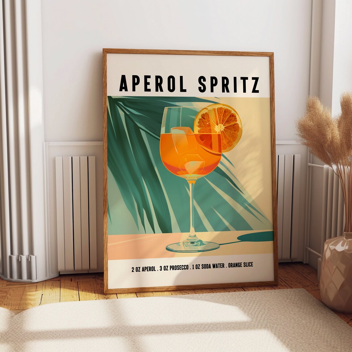 Retro Aperol Spritz Italian Cocktail Recipe Art With Orange Slice Poster - Image 2
