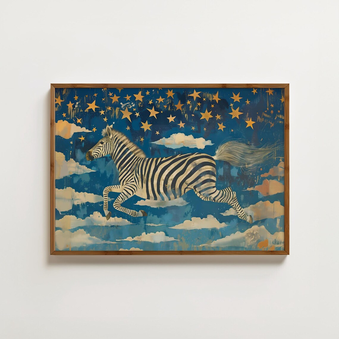 Whimsical Zebra Vintage Animal Wall Art Print