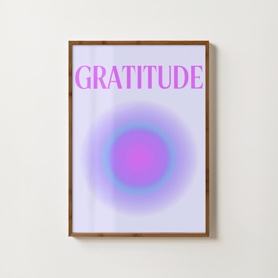 Gratitude in Purple Aura Typography Gradient Meditation Poster