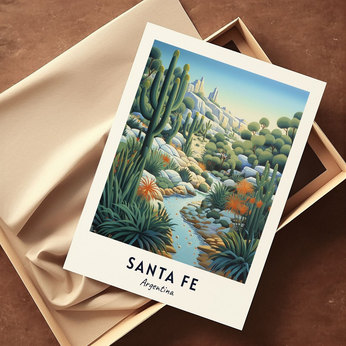 Santa Fe Desert Canyon Cactus Valley in Argentina Travel Poster - Image 3