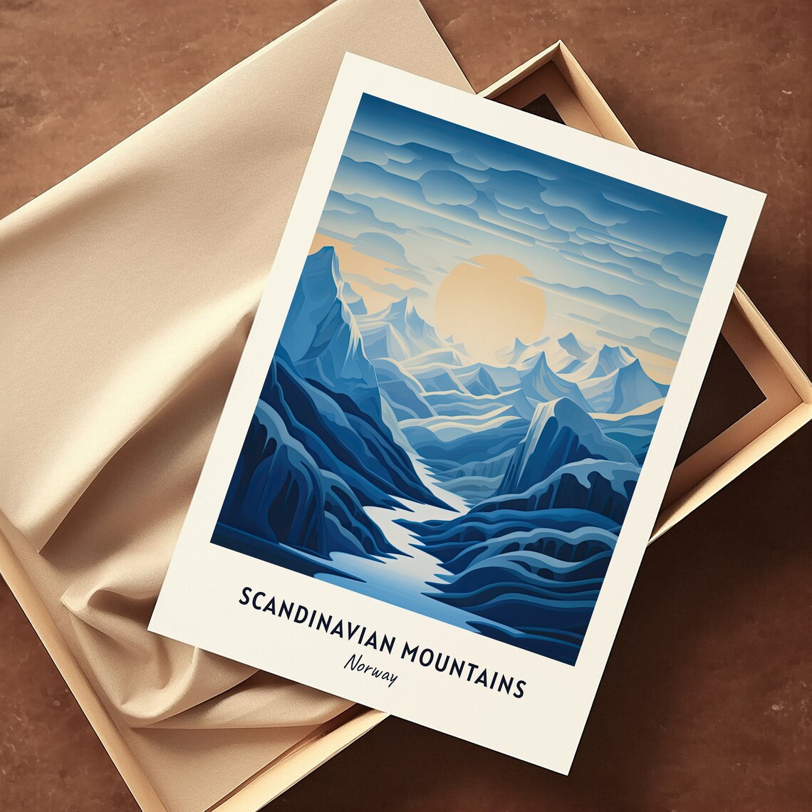Scandinavian Mountains Norway Snowy Peaks Vintage Travel Poster - Image 3