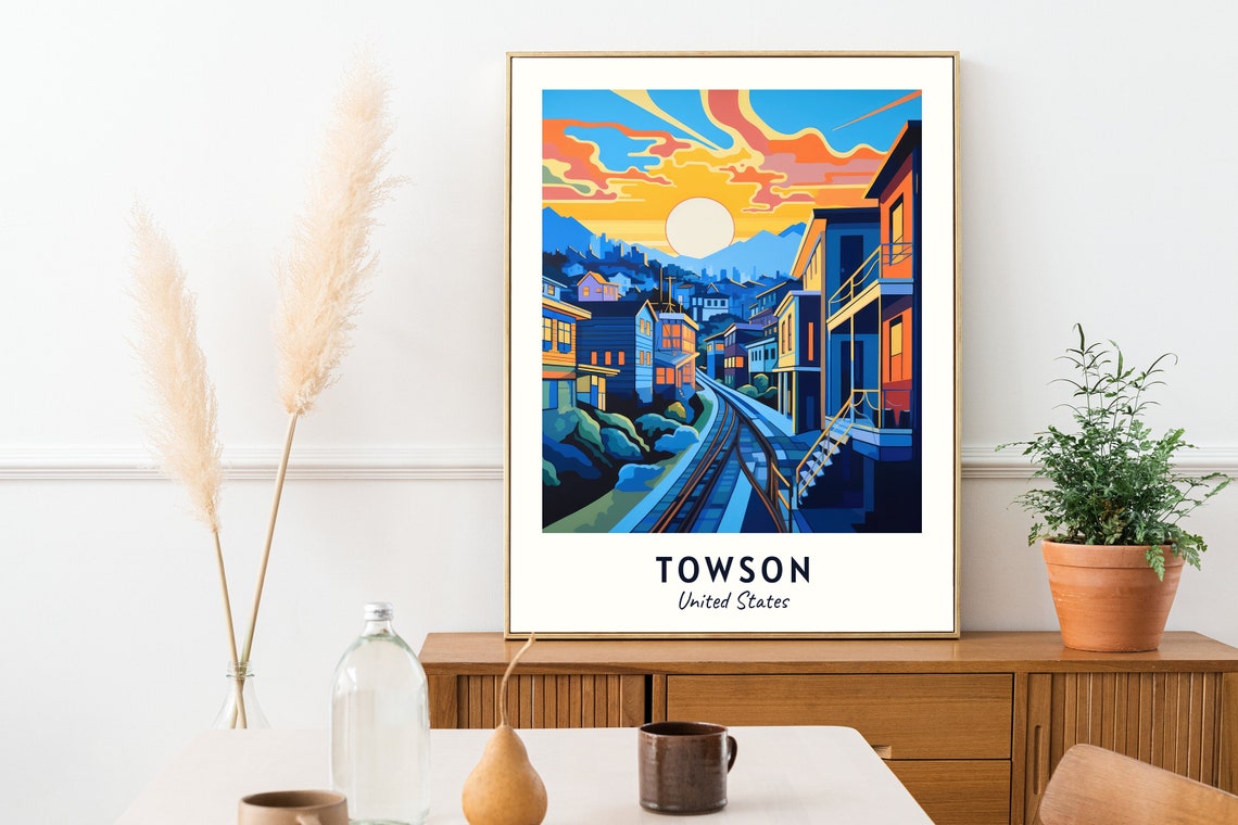 Towson Travel Print Wall Art Towson United States City Print Towson Travel Gift Towson City Poster Travel Gift - Image 2