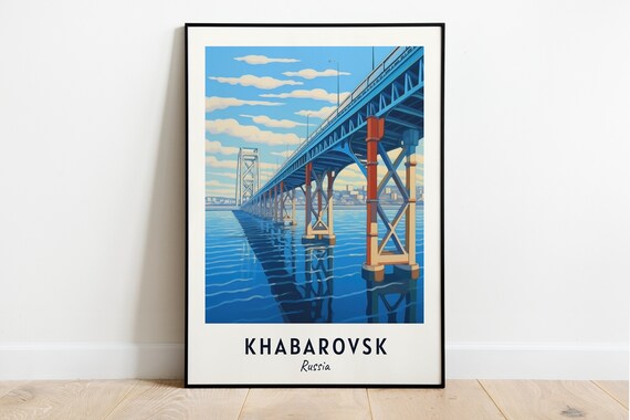 Khabarovsk Bridge Spanning the Wide Amur River Russia Poster