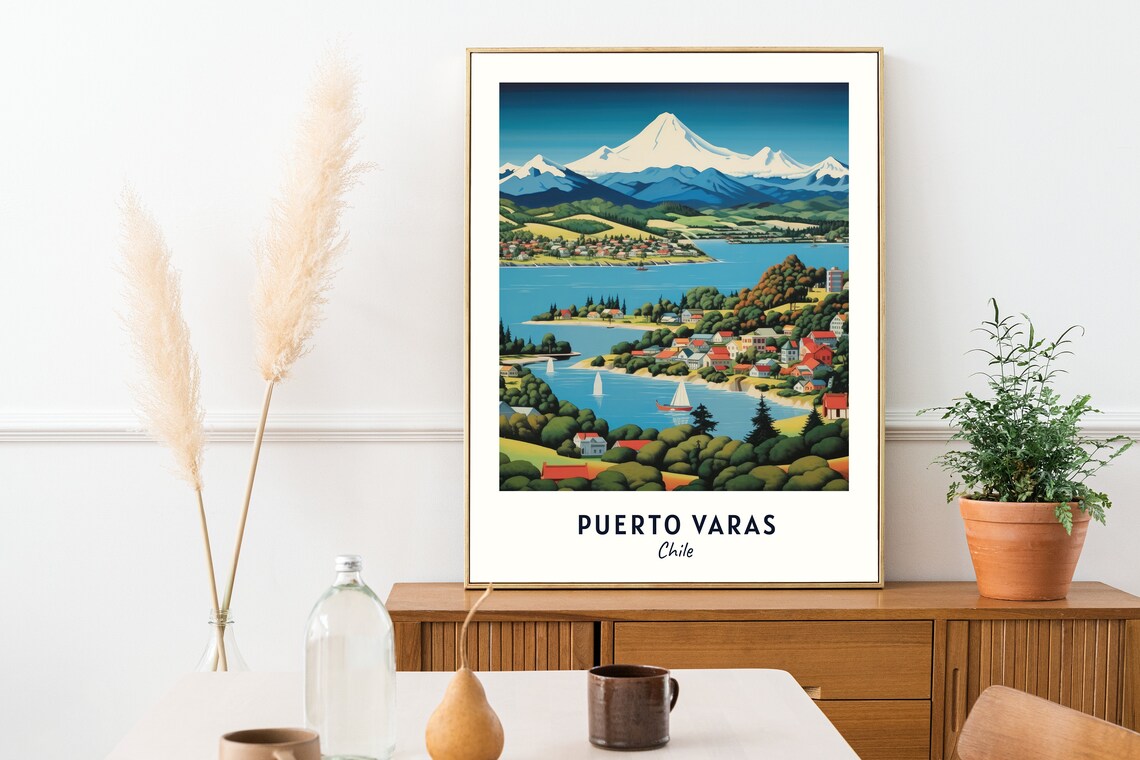 Puerto Varas Lakeside with Osorno Volcano Rising in Chile Poster - Image 2