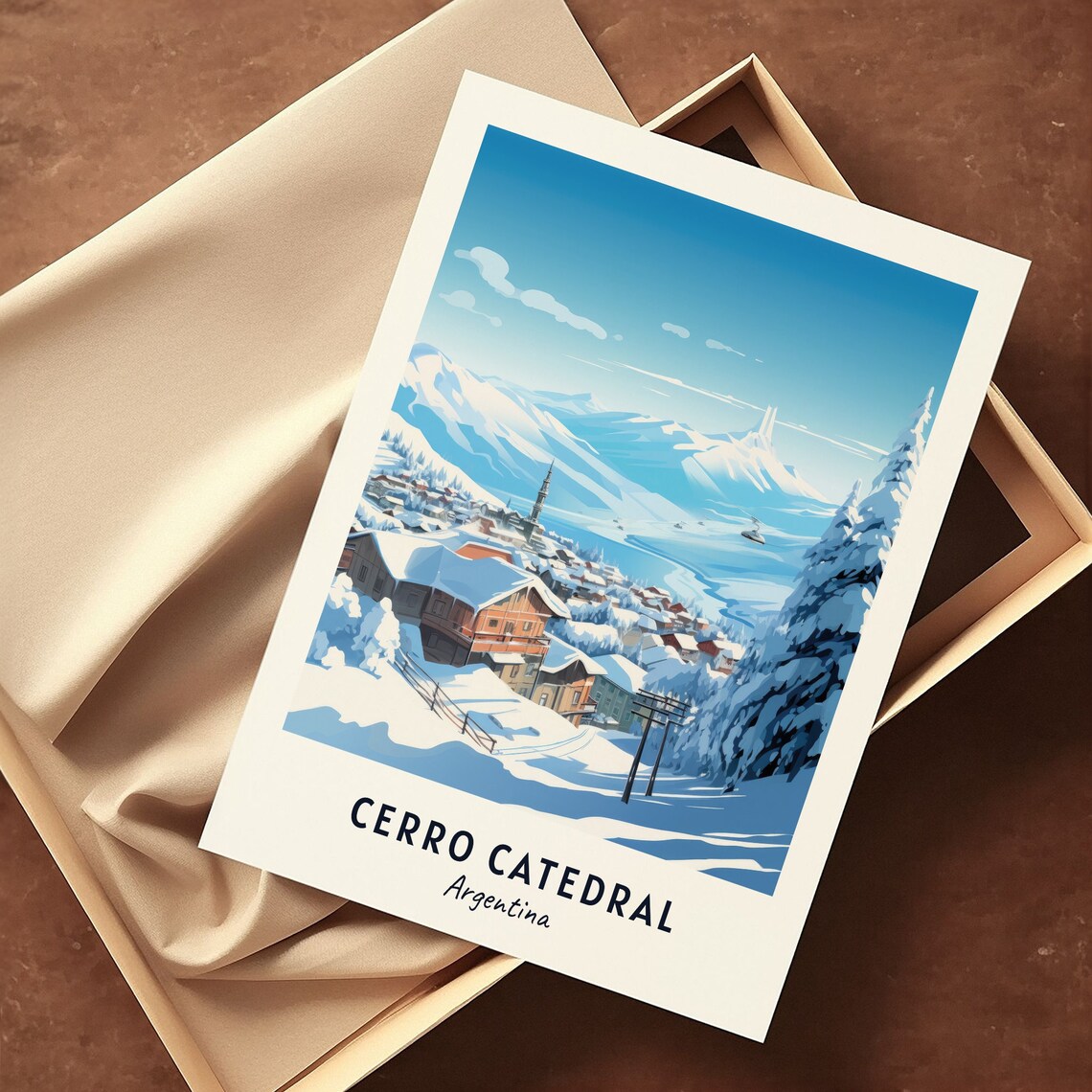 Cerro Catedral Argentina Snowy Village and Cathedral Peak Poster - Image 3