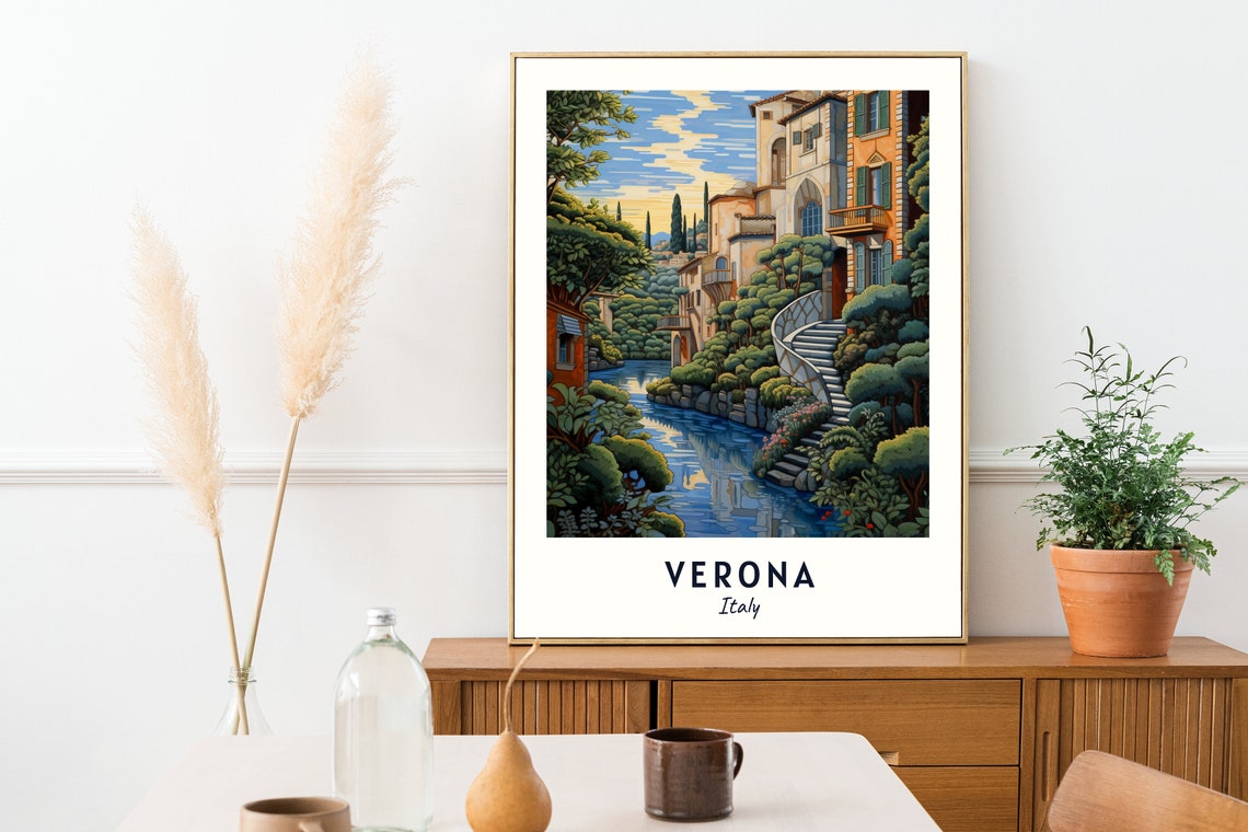 Verona Travel Print Wall Art Verona Italy City Print Verona Travel Gift Verona City Poster Travel Gift Wedding Gift - Image 2