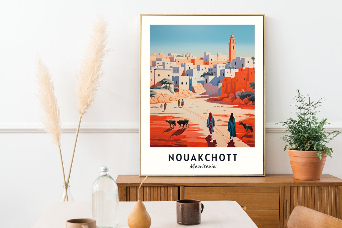 Nouakchott Mauritania Old Town Desert City Sunset Travel Poster - Image 2