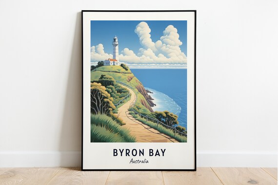 Byron Bay Australia Cape Byron Lighthouse On The Cliffs Travel Poster