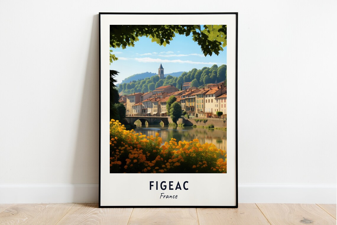 Figeac France Travel Poster, City Wall Art Print