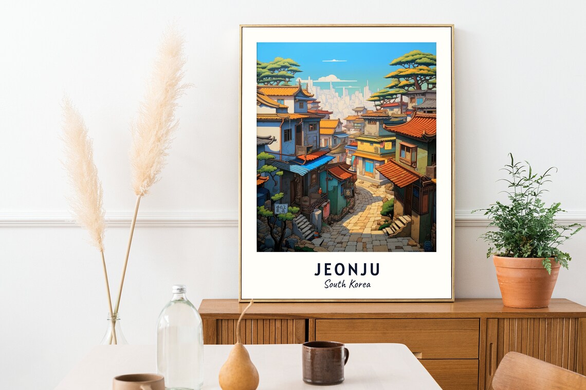 Jeonju Hanok Village Traditional Alley South Korea Travel Poster - Image 2