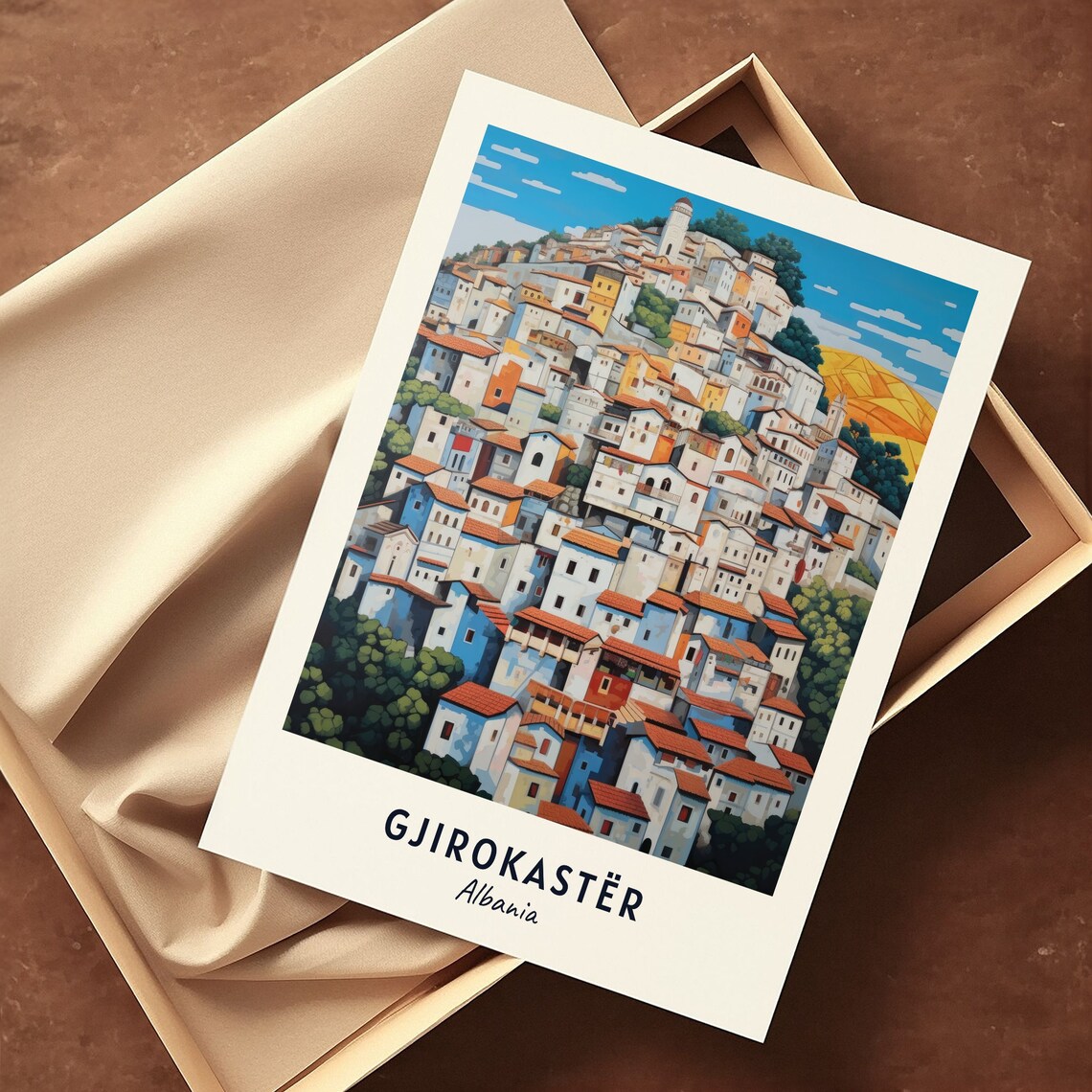 Gjirokastër Hill Town of White Stone Houses in Albania Poster - Image 3