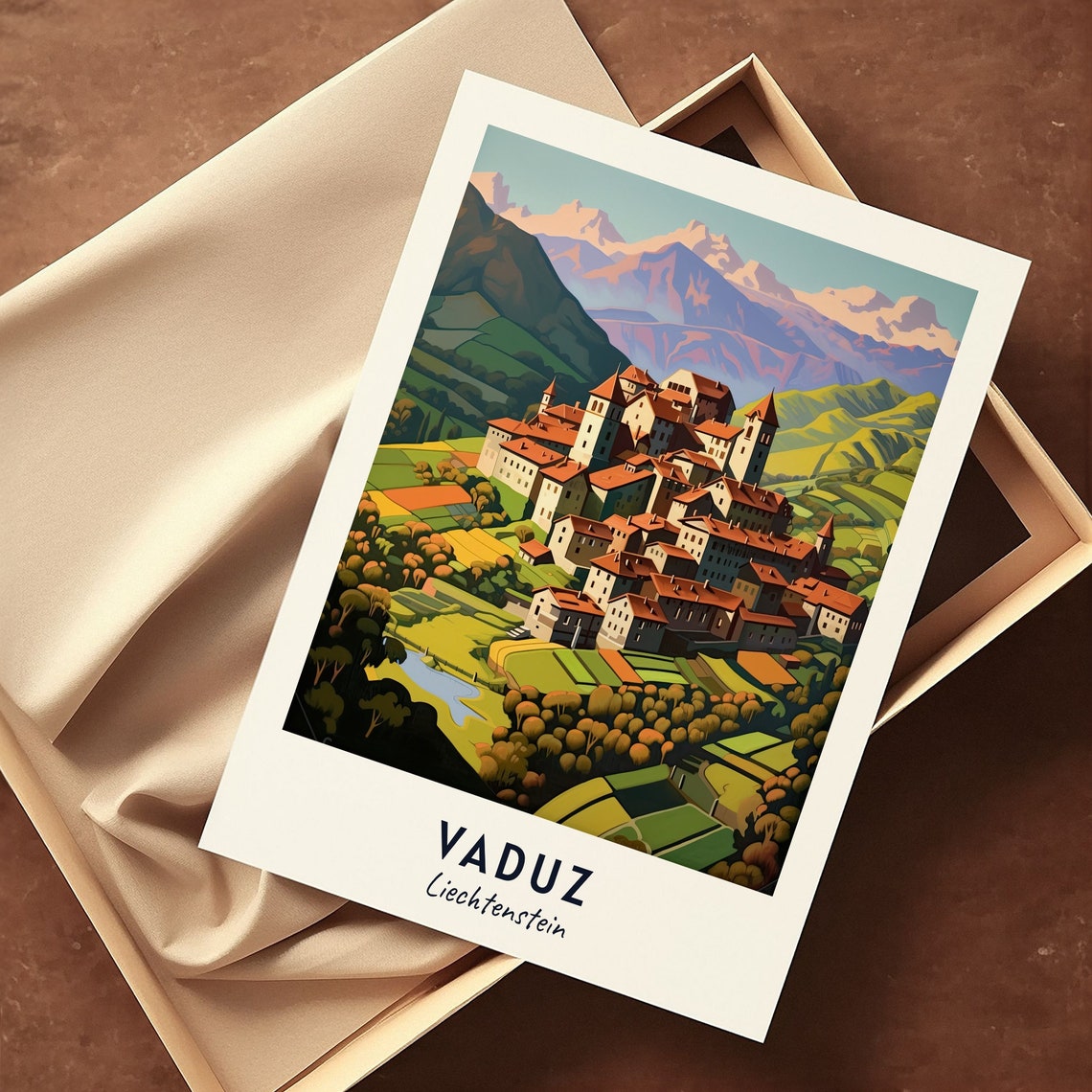 Vaduz Liechtenstein Castle Overlooking The Town And Alps Poster - Image 3