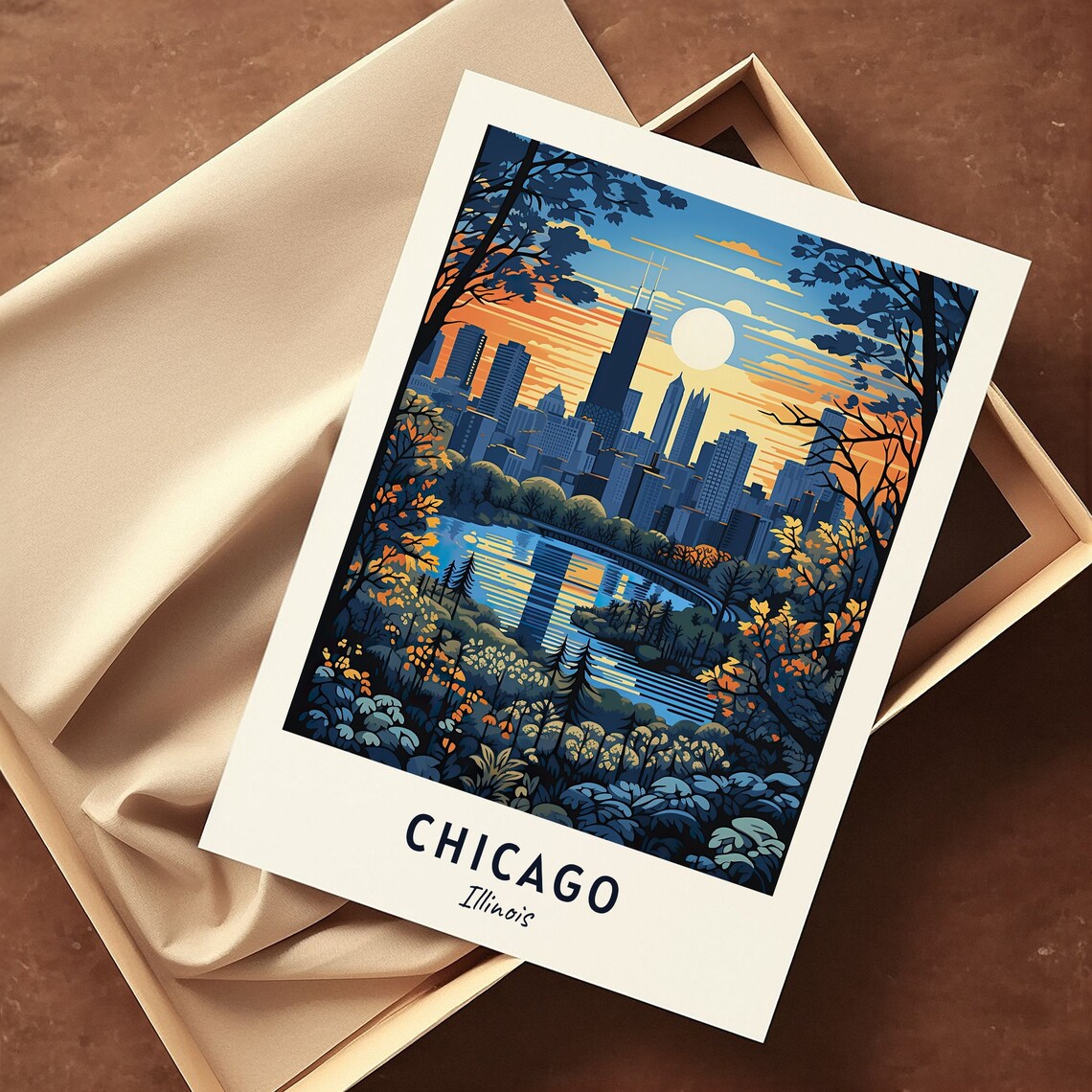 Chicago Illinois Wedding Gift Travel Poster - Image 3