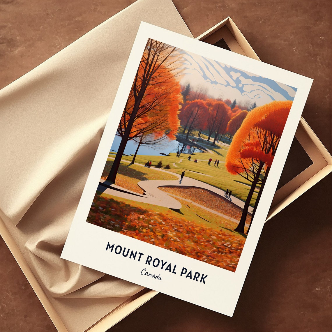 Mount Royal Park Canada Autumn Lake Scenery Vintage Travel Poster - Image 3