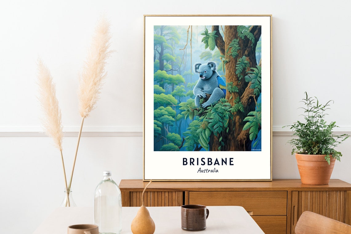 Brisbane Koala in Lush Eucalyptus Forest Australia Travel Poster - Image 2