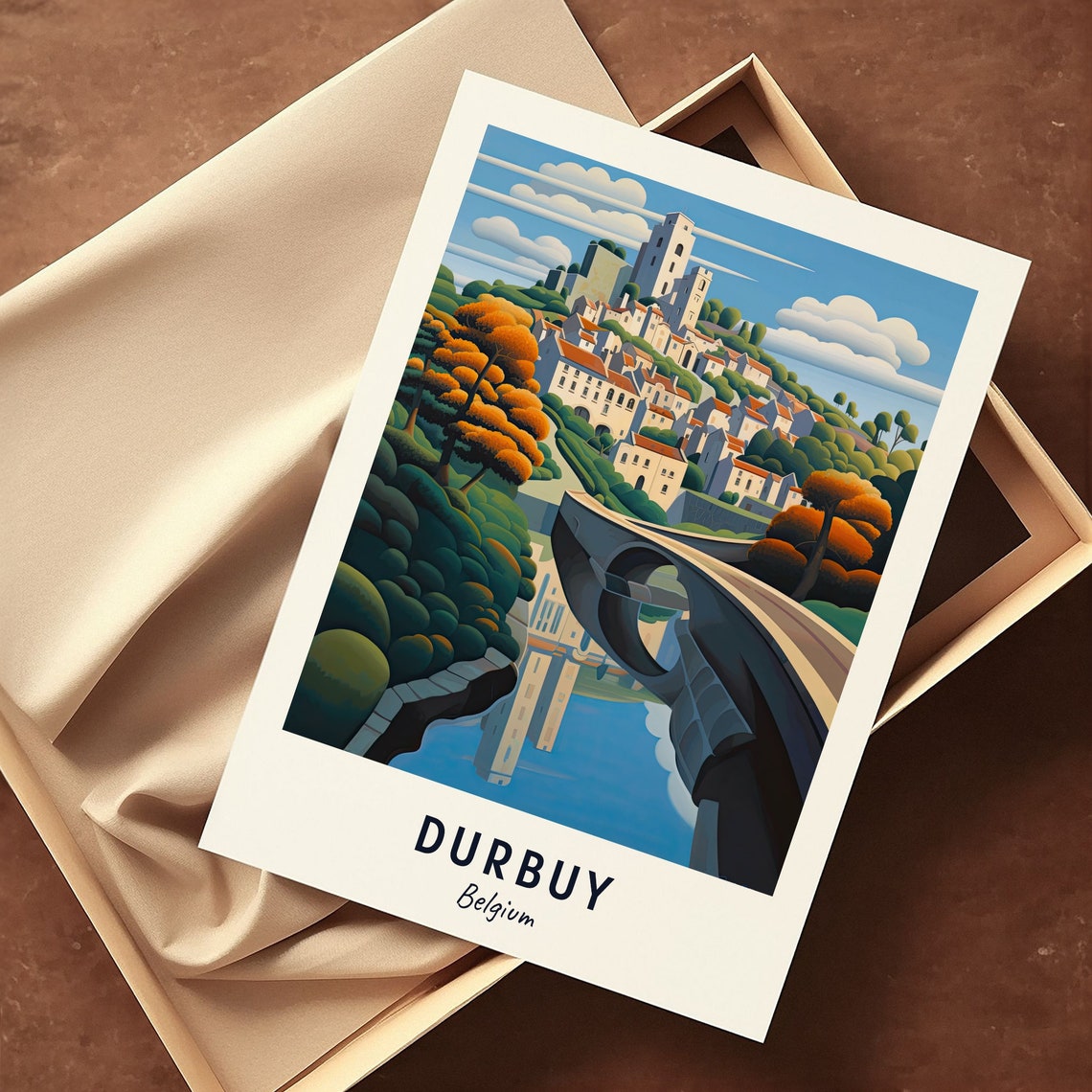 Durbuy Belgium Riverside Town With Castle On The Hill Travel Poster - Image 3