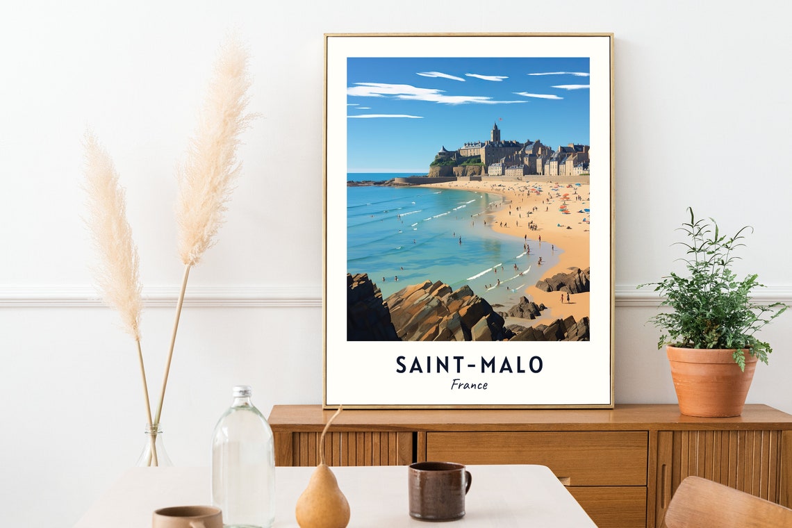Saint Malo Travel Print Wall Art Saint Malo France City Print Saint Malo Travel Gift Saint Malo City Poster Wall Art - Image 2