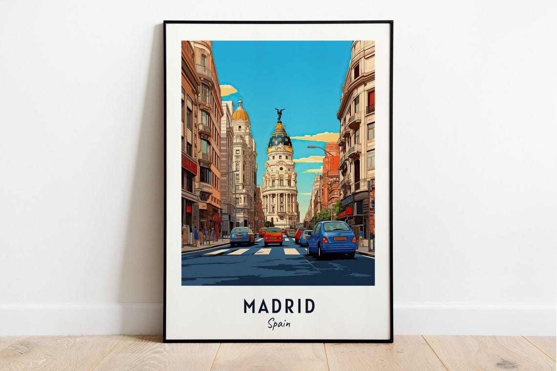 Madrid Travel Poster, Spain City Print