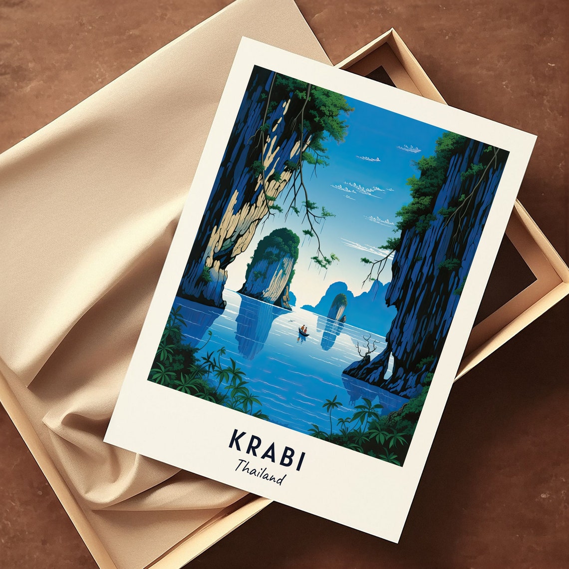 Krabi Thailand Limestone Karsts Lagoon Travel Poster Artwork - Image 3