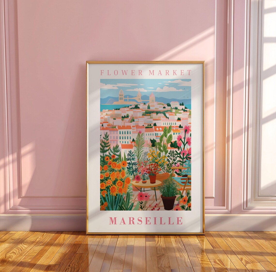Marseille Flower Market Poster Wall Decor France Floral Illustration Botanical Gallery Wall Art Gift For Friend Travel Poster Modern - Image 3