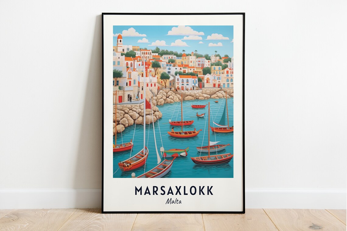 Fishing Boats in the Turquoise Bay of Marsaxlokk Malta Poster