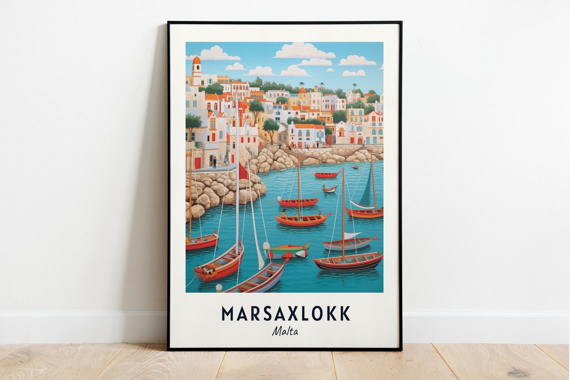 Marsaxlokk Bay And Fishing Village Travel Print Wall Art Marsaxlokk Malta City Print Marsaxlokk Bay And Fishing Village Travel Gift