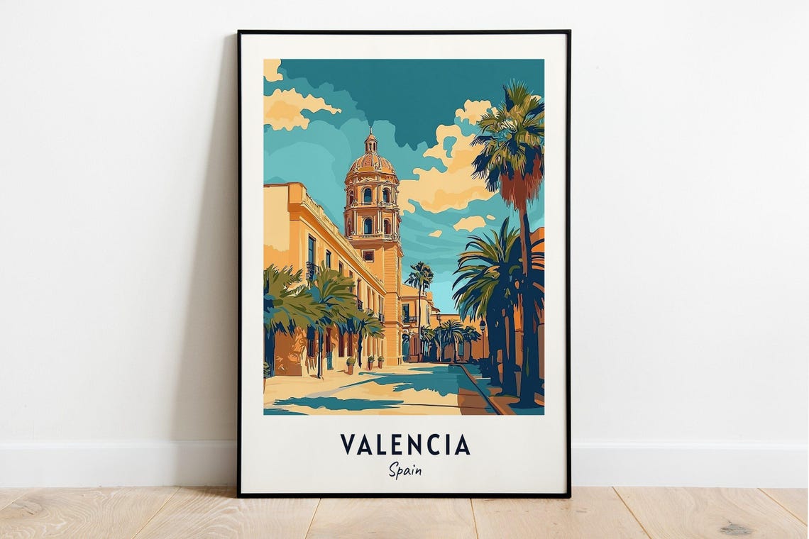 Valencia Spain Cathedral Bell Tower Palms Old Town Spain Poster