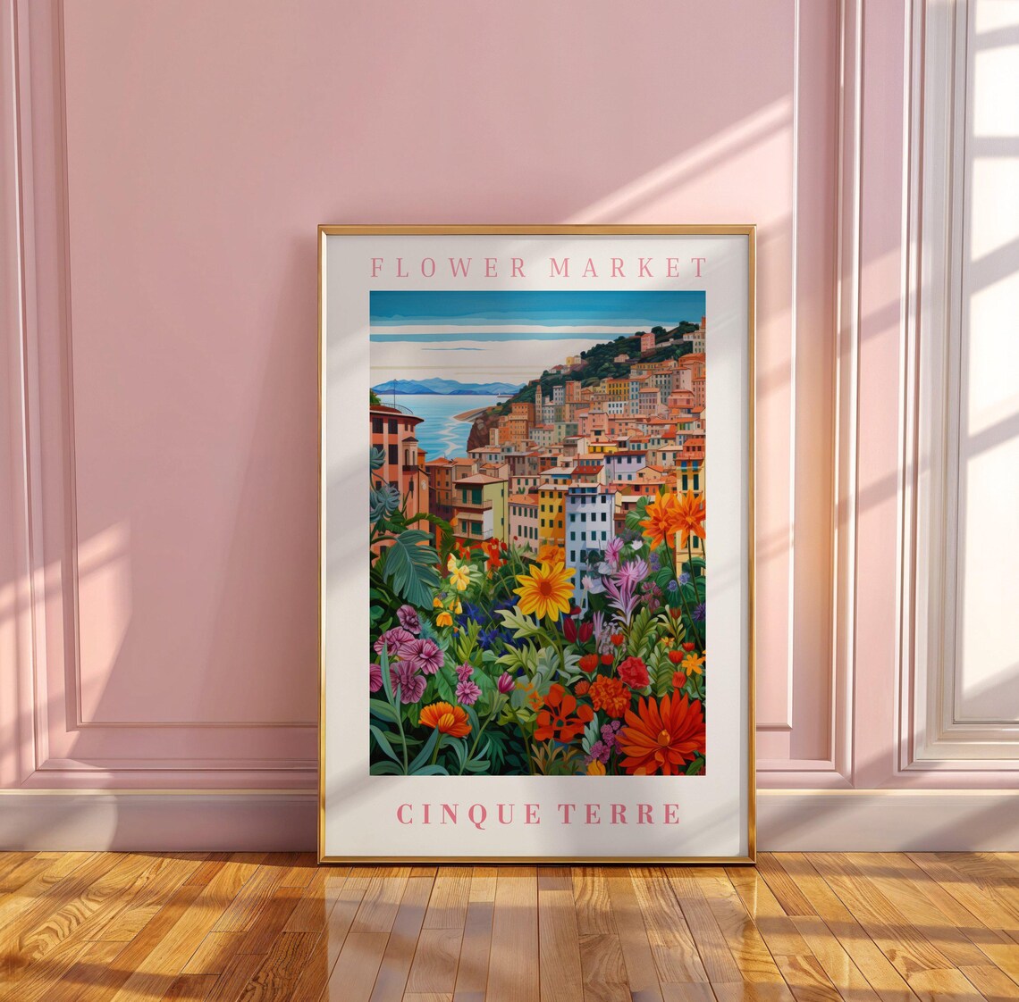 Cinque Terre Flower Market Poster with Coastal Village Blooms - Image 3