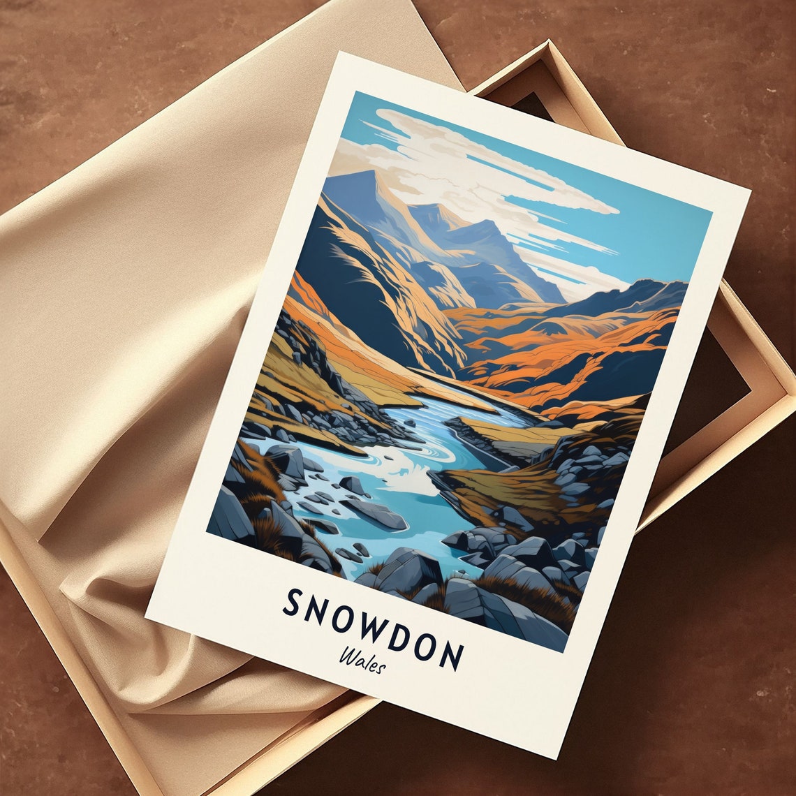 Snowdon Wales Golden Autumn Mountain Valley River Scene Poster - Image 3