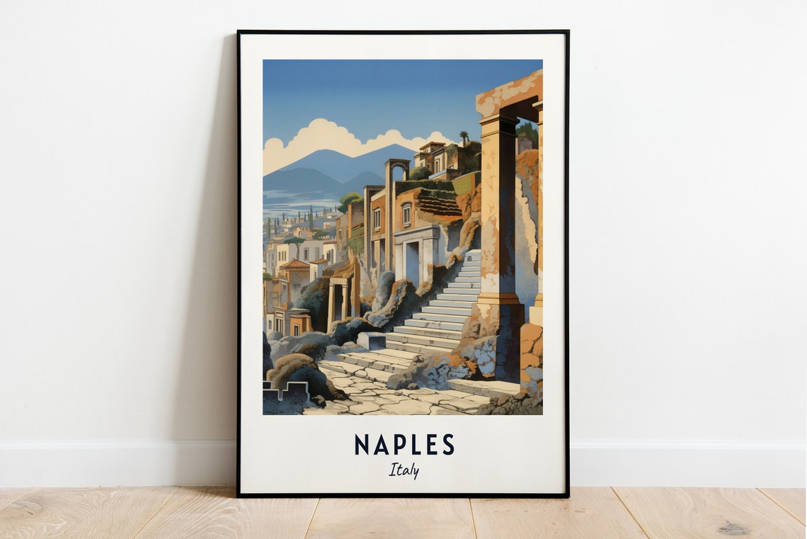 Naples Italy Travel Poster, City Print