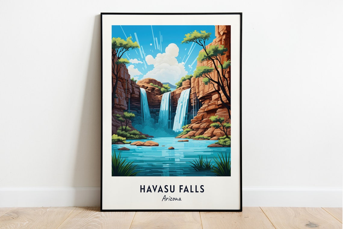 Havasu Falls Travel Print Wall Art Havasu Falls Arizona City Print Havasu Falls Travel Gift Havasu Falls City Poster