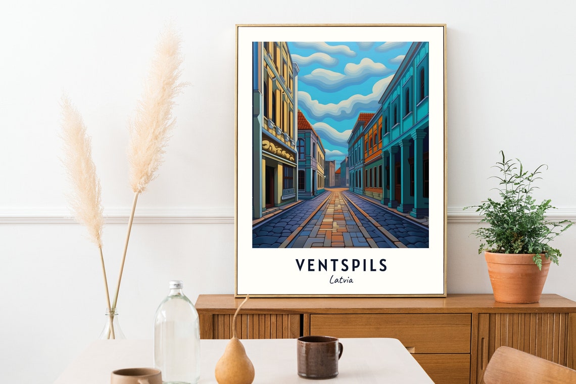 Ventspils Old Town Travel Print Wall Art Ventspils Latvia City Print Ventspils Old Town Travel Gift Ventspils Old Town Poster Wall Art - Image 2