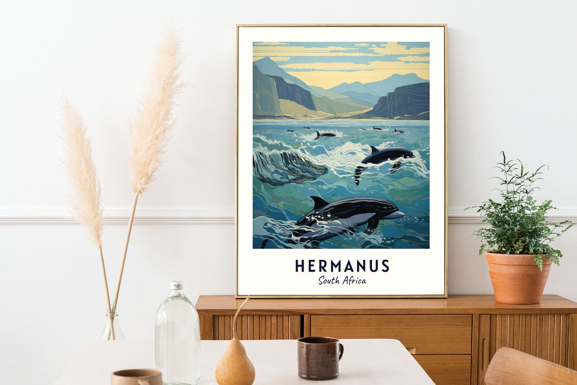 Dolphins Leaping off the Cliffs of Hermanus South Africa Poster - Image 2